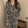 [신상/파자마세트]얼룩말 파자마 투피스 지브라 무늬 루즈핏 카라 잠옷 데일리 홈웨어 편한 상의 하의 잠옷세트